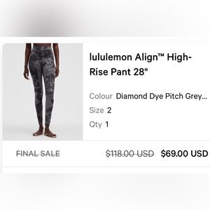 lululemon athletica Dark Navy High-Rise Leggings - Size 2